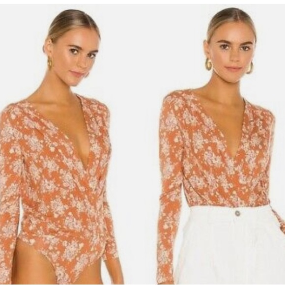 Free People Turnt Sz Medium Bodysuit NWT Burnt Orange Rust - Picture 2 of 3